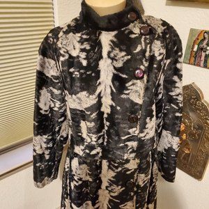 Vintage black and cream faux fur coat